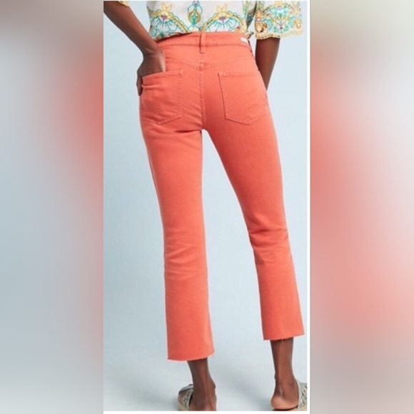 Pilcro & the Letterpress x Anthro High Rise Crop Bootcut Jeans, Size 29, Orange - Picture 4 of 14